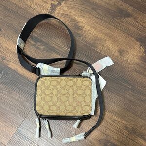 Tan Patterned Crossbody Bag
